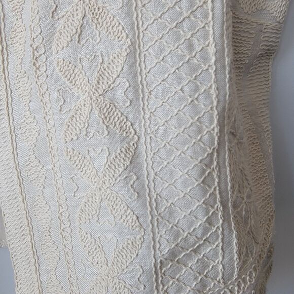 MANGO Women's Embroidered Linen Vest size L Crewneck Lined - Picture 5 of 8